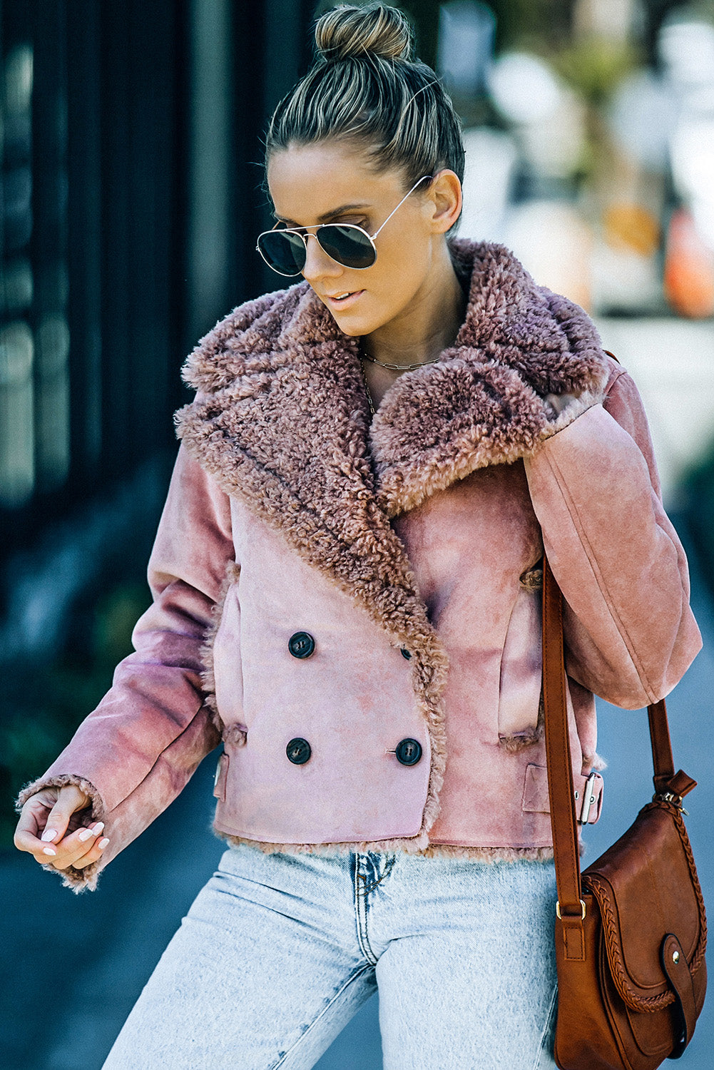 Fiercely Savvy Plush Suede Double-Breasted Jacket