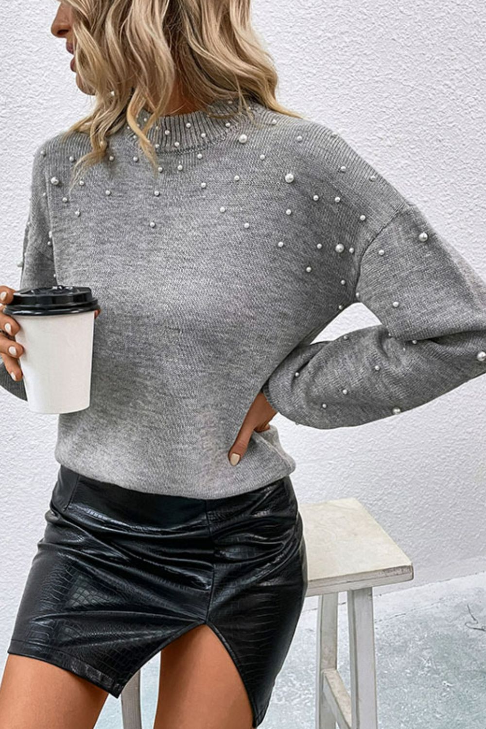 Reminisce Pearl Dropped Shoulder Sweater