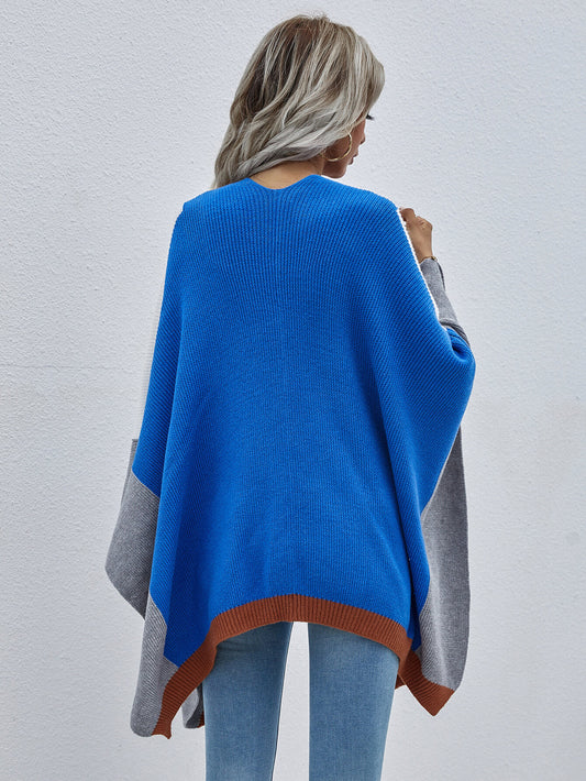 Mary Rib-Knit Handkerchief Poncho