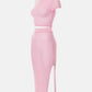 Pretty In Pink Textured Skirt Set