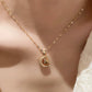 Inlaid Moon Pendant Necklace
