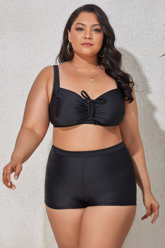 Chic Curvy Drawstring Detail Two-Piece Swimsuit