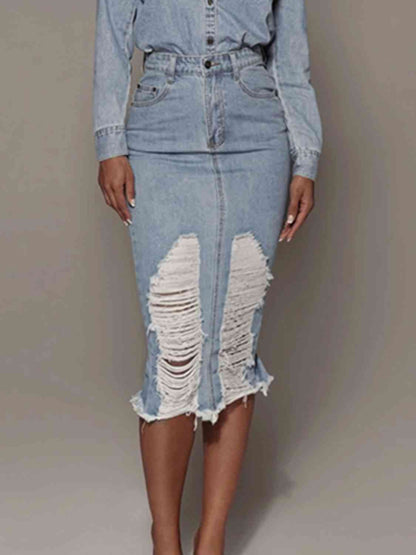 Bridget Distressed Denim Skirt