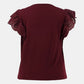 Plus Size Flutter Lace Sleeve Round Neck Top