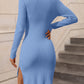 Double Or Nothing Slit Sweater Dress